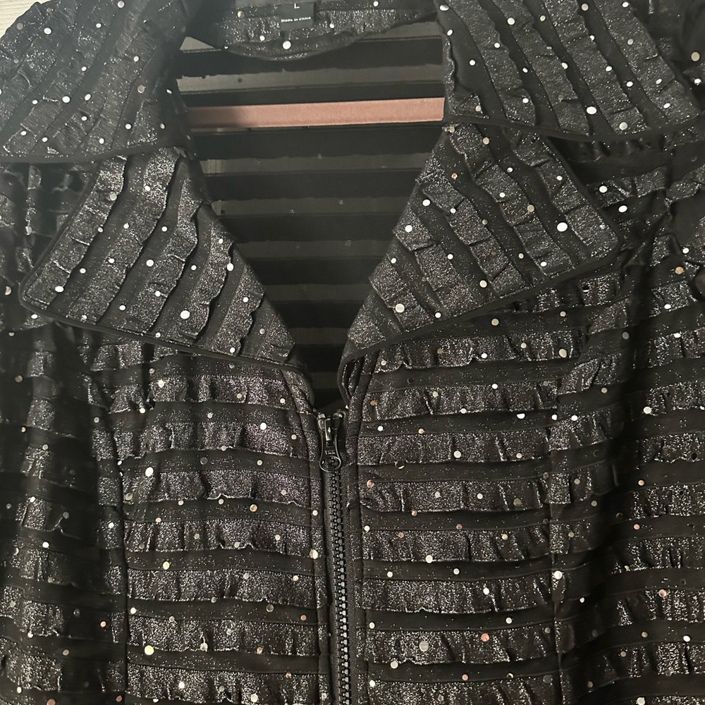Talk of the Walk Black Sequin Bomber Jacket